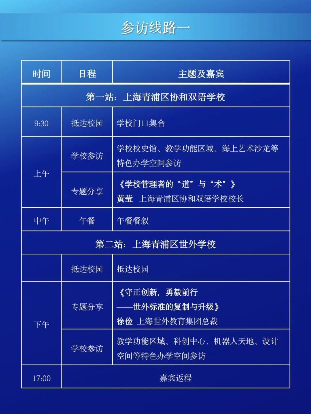 国际学校参访路线一