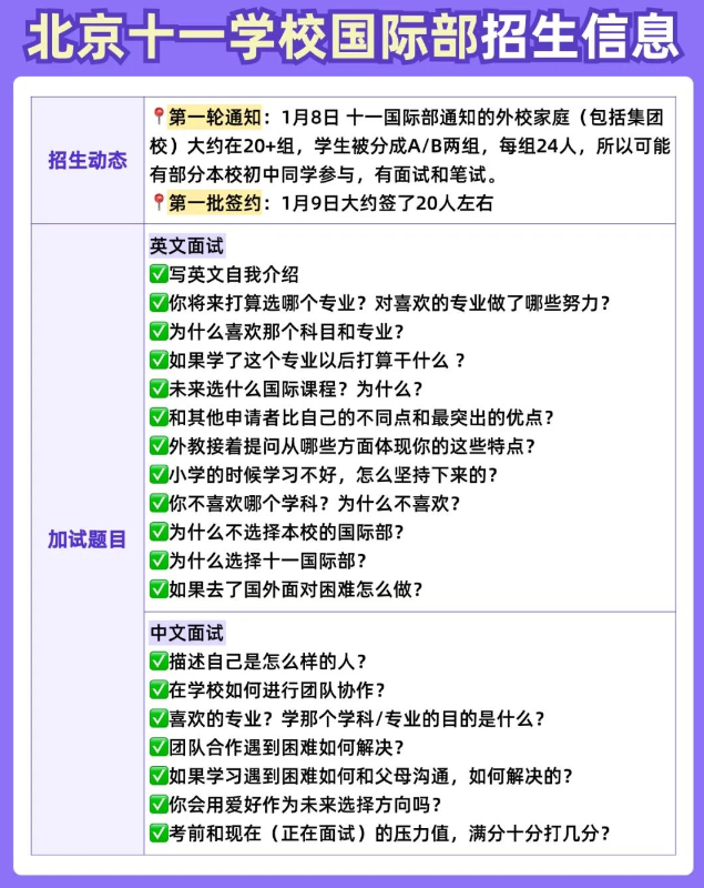 北京十一学校国际部招生信息